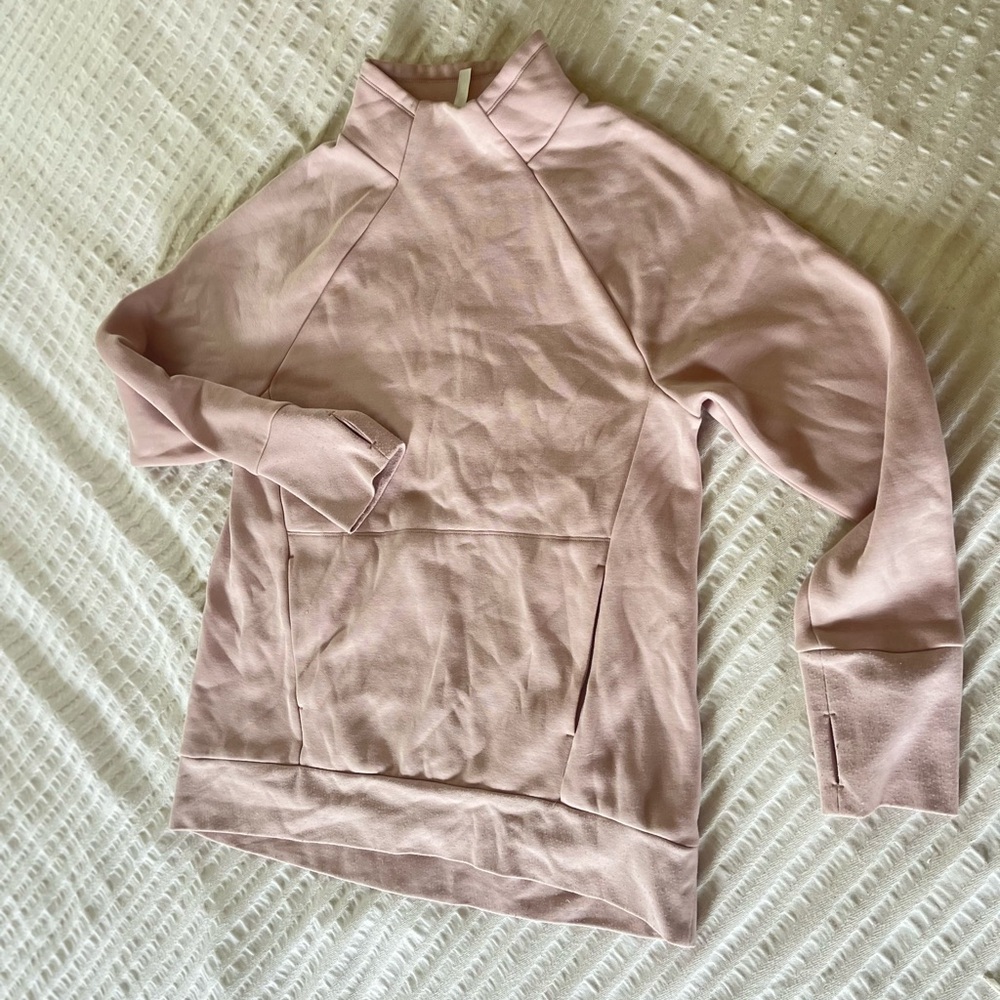 Fabletics Zaylee Funnel Mock Neck Long Sleeve Tunic Pullover Sweater Blush Pink